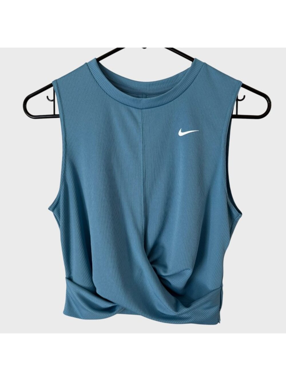 Nike Dri-Fit Twisted Crop Tank Top Blue Women's Small Athletic Active Yoga Gym